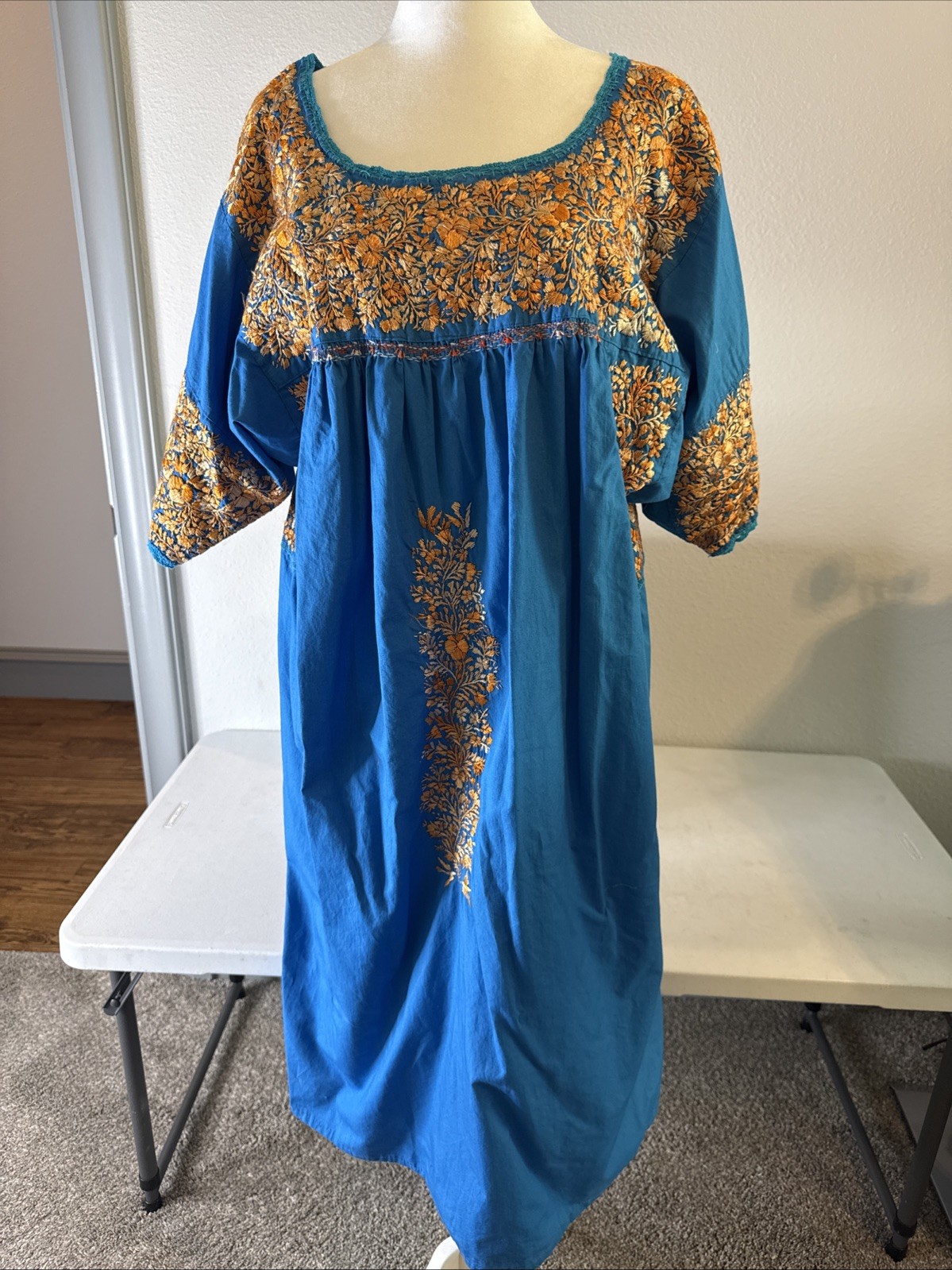 San Antonio Oaxaca Mexican Dress Hand Embroidered Silk Threads