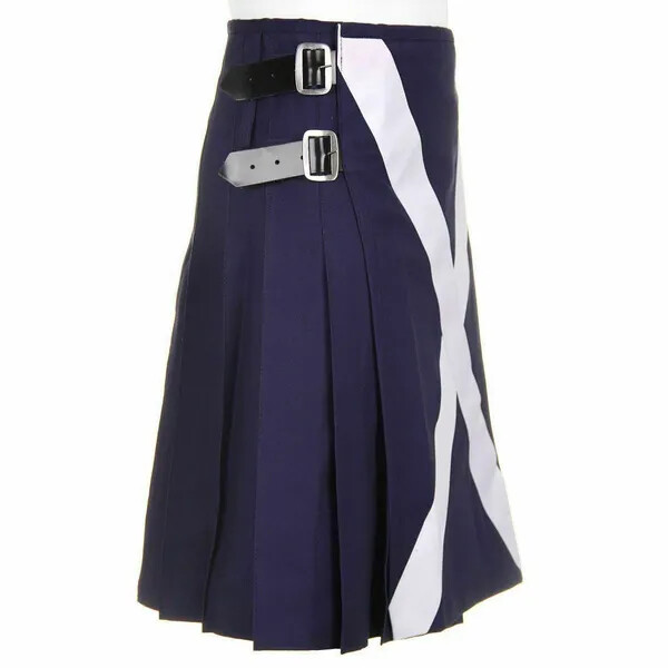 New Scottish Flag Utility Kilt Custom Handmade in 100% Blue Cotton