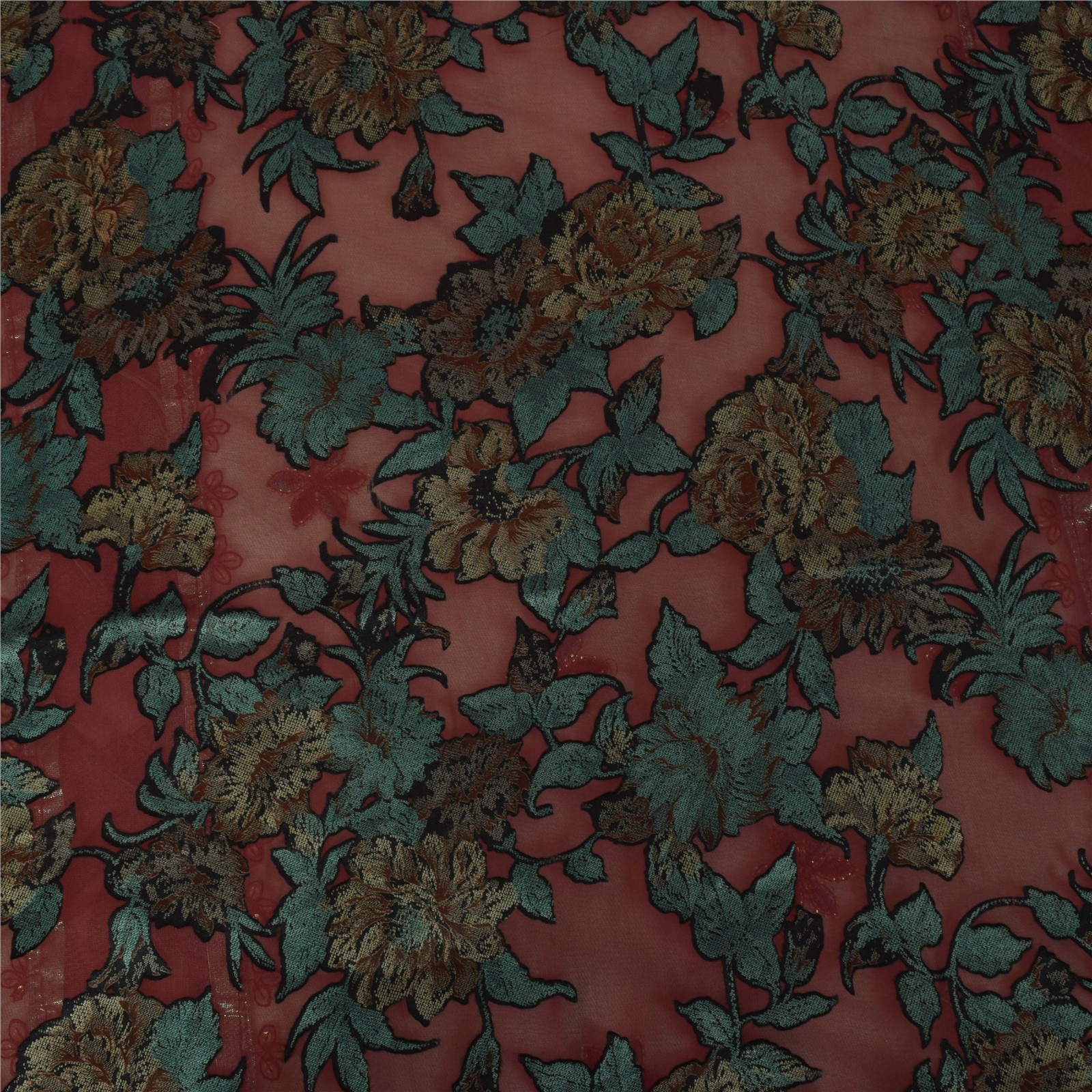 Sanskriti Vintage Red/Green Sarees Art Silk/Net Embroidered Premium Fabric Sari