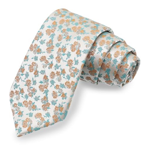 Floral Ties for Men Satin Mens Tie Flower Printed Neck Tie Wedding Orange,blue