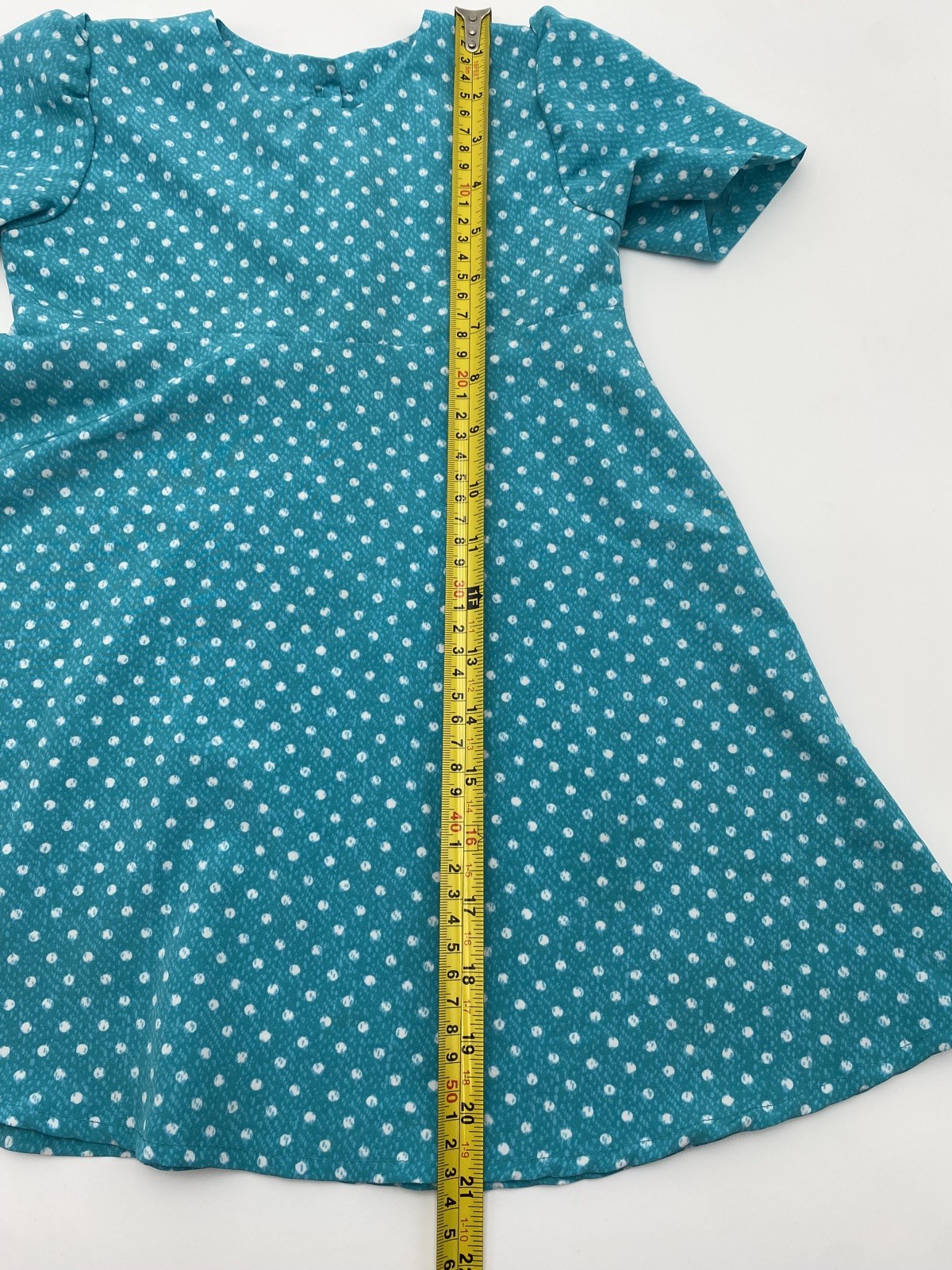 AMISH MENNONITE LITTLE GIRL’S TEAL GREEN POLKA DOT HANDMADE DRESS