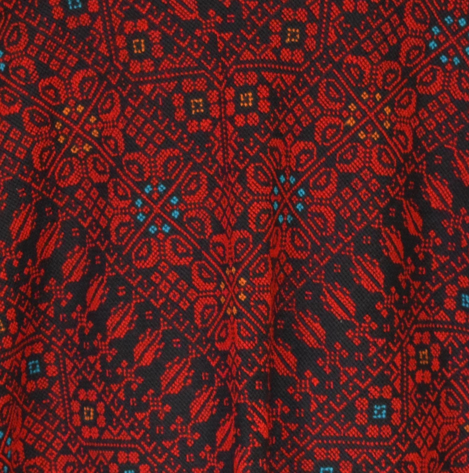 Palestinian Bedouin Embroidered Shawl Scarf – Handmade Tatreez Wrap