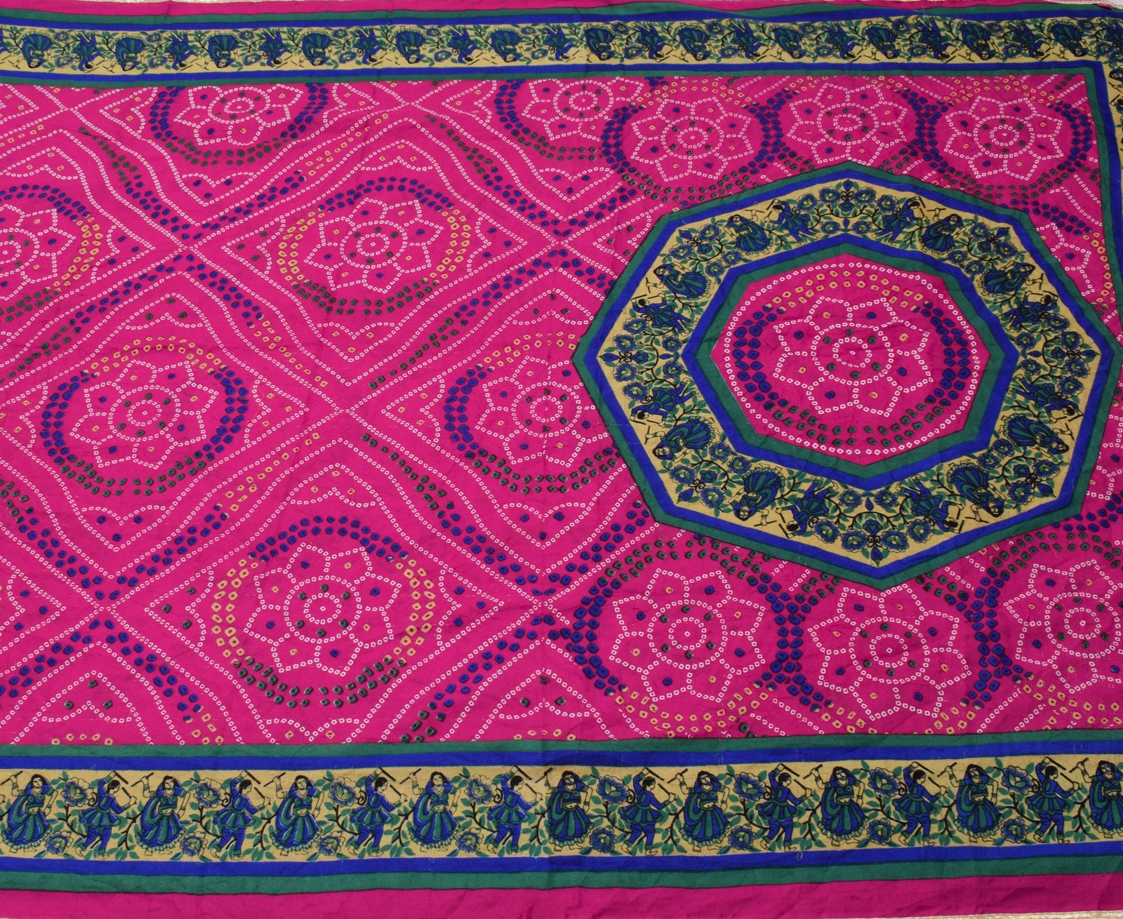 Sushila Vintage Magenta Saree Blend Georgette Silk Bandhani Printed Craft Fabric
