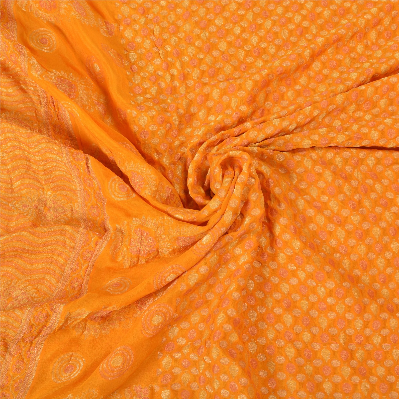 Sanskriti Vintage Yellow Indian Sarees Pure Silk Woven Premium Sari Fabric