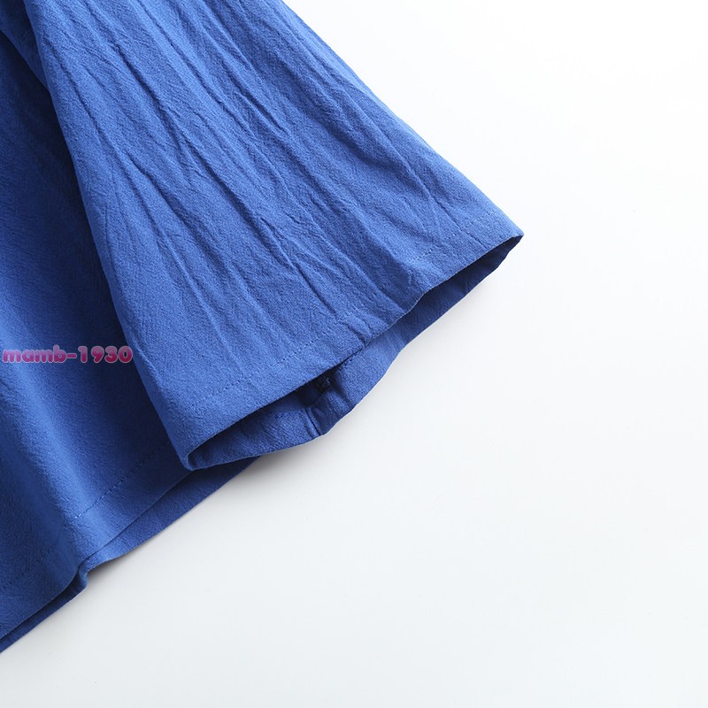Chinese Style Womens Cotton Flared Long Sleeve Hanfu Cross Collar Tie Daily Wear
