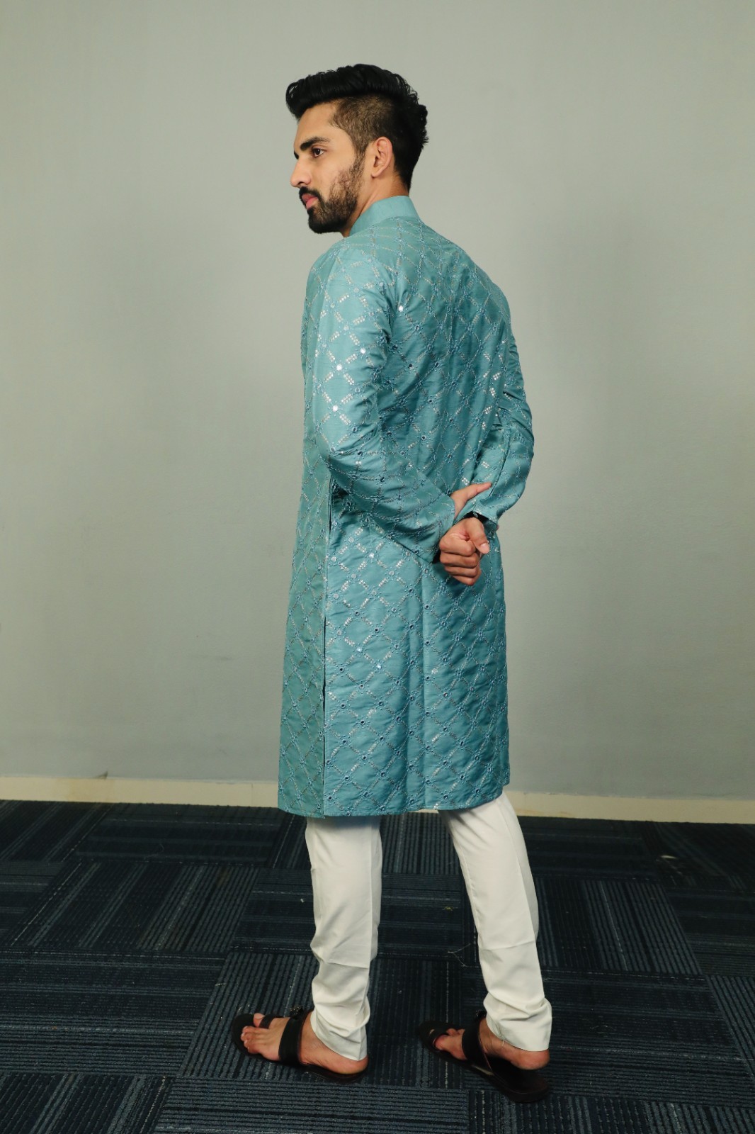 Indo Western Pathani Suit Kurta Pajama Ethnic Festive Fashion Party Wear For Men