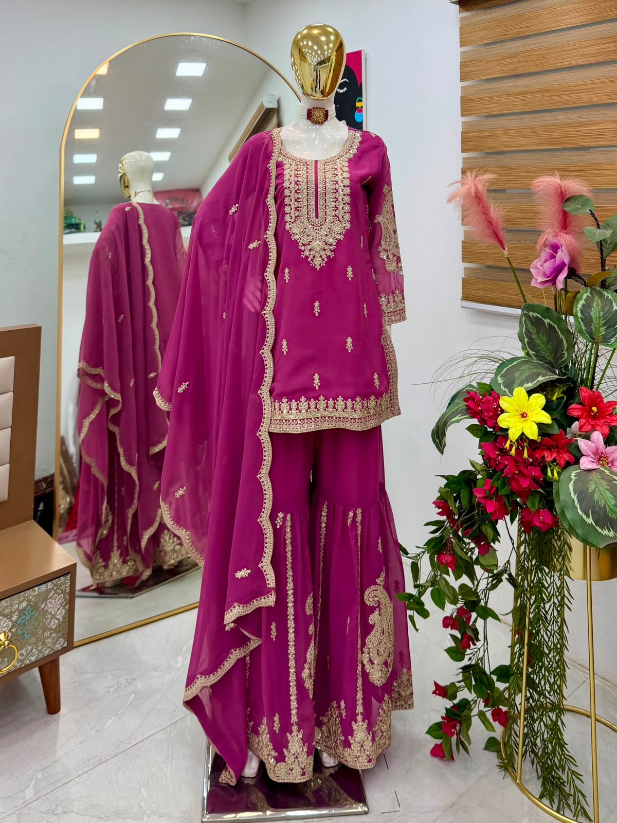 BOLLYWOOD SUIT SHARARA SALWAR KAMEEZ PAKISTANI INDIAN WEDDING PARTY WEAR DRESS