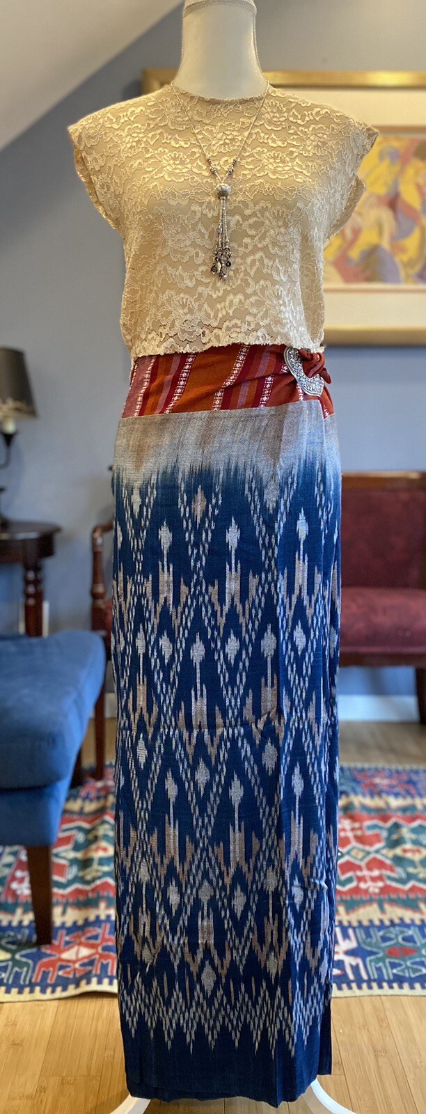 Thai traditional pattern woven sarong, Thai wrap sarong, Thai wrap skirt, cotton