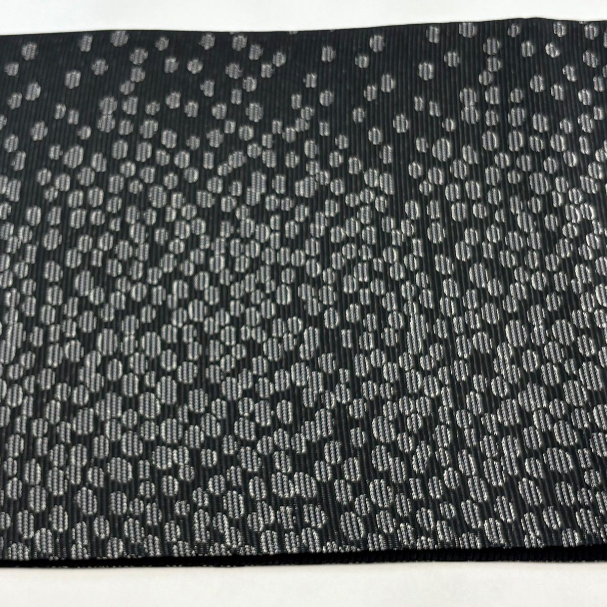 Fukuro Obi Allover Geometric Foil Ro Summer Obi Sumi Black Silk 434cm Finished