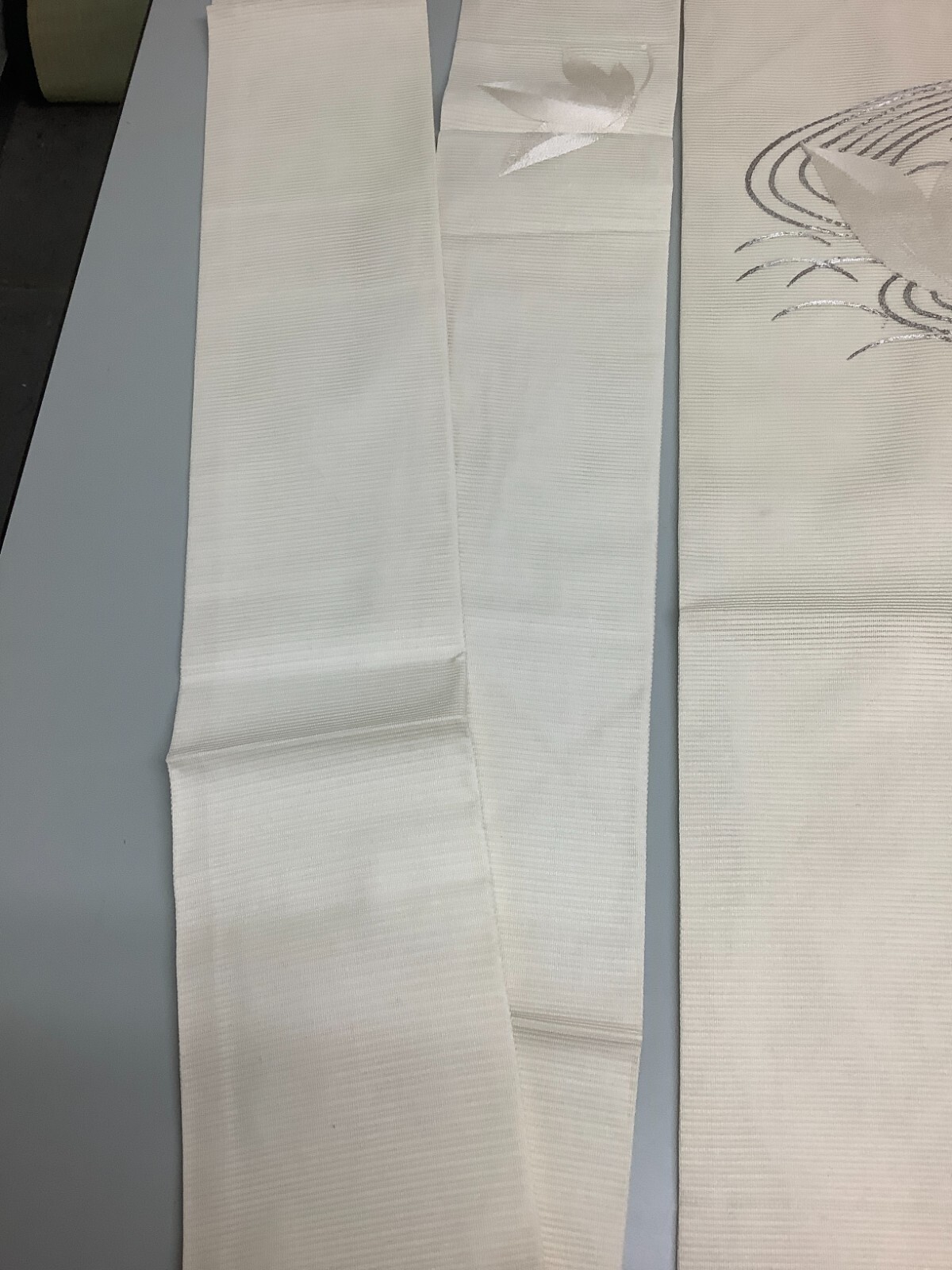 Japanese Vintage Kimono Nagoya Obi polyester White leaf tradition 143.3×12.2inch