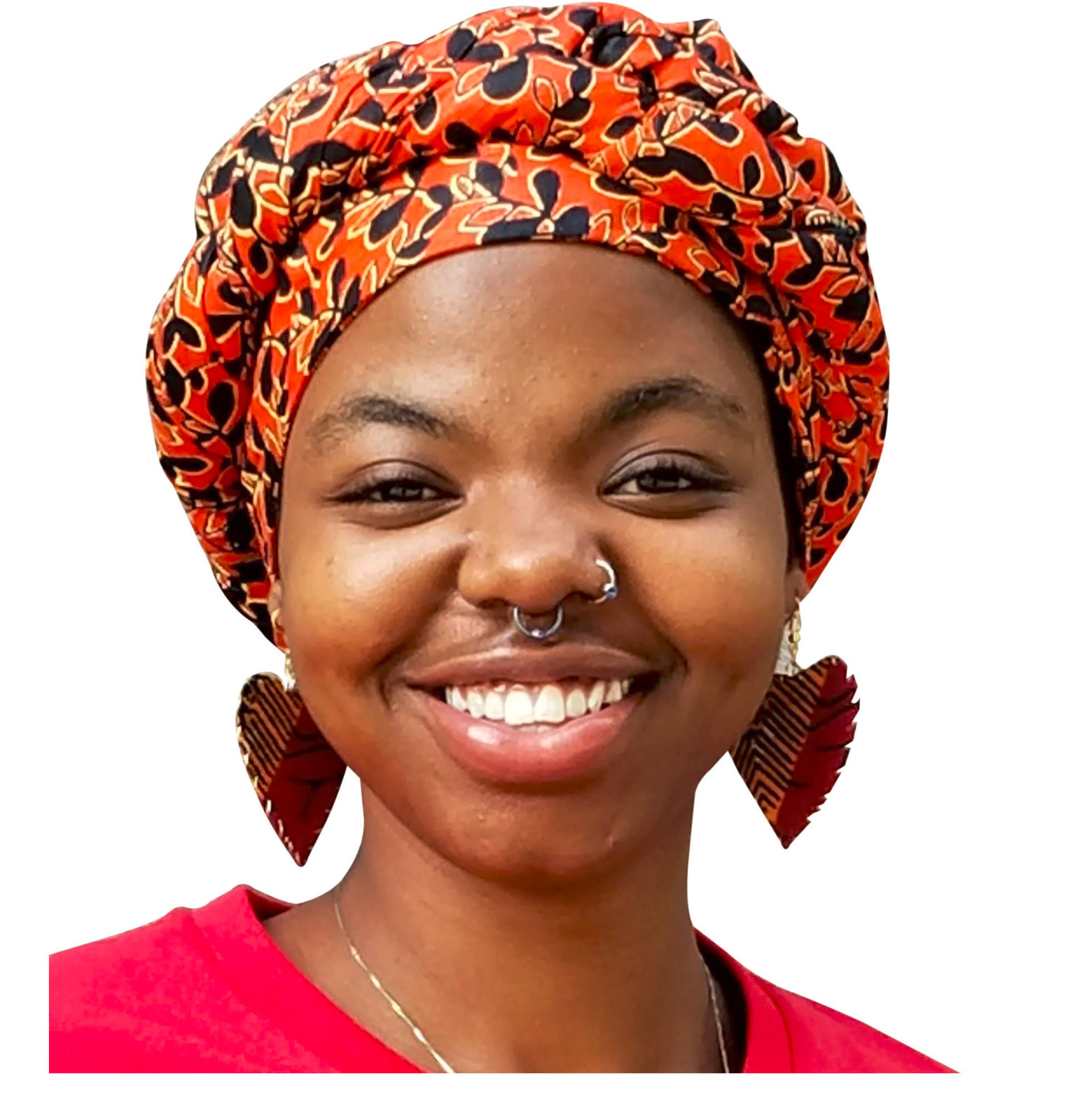Orange Leaf African Print Ankara Modu Hat Pre-tied Head Wrap DP3844PT