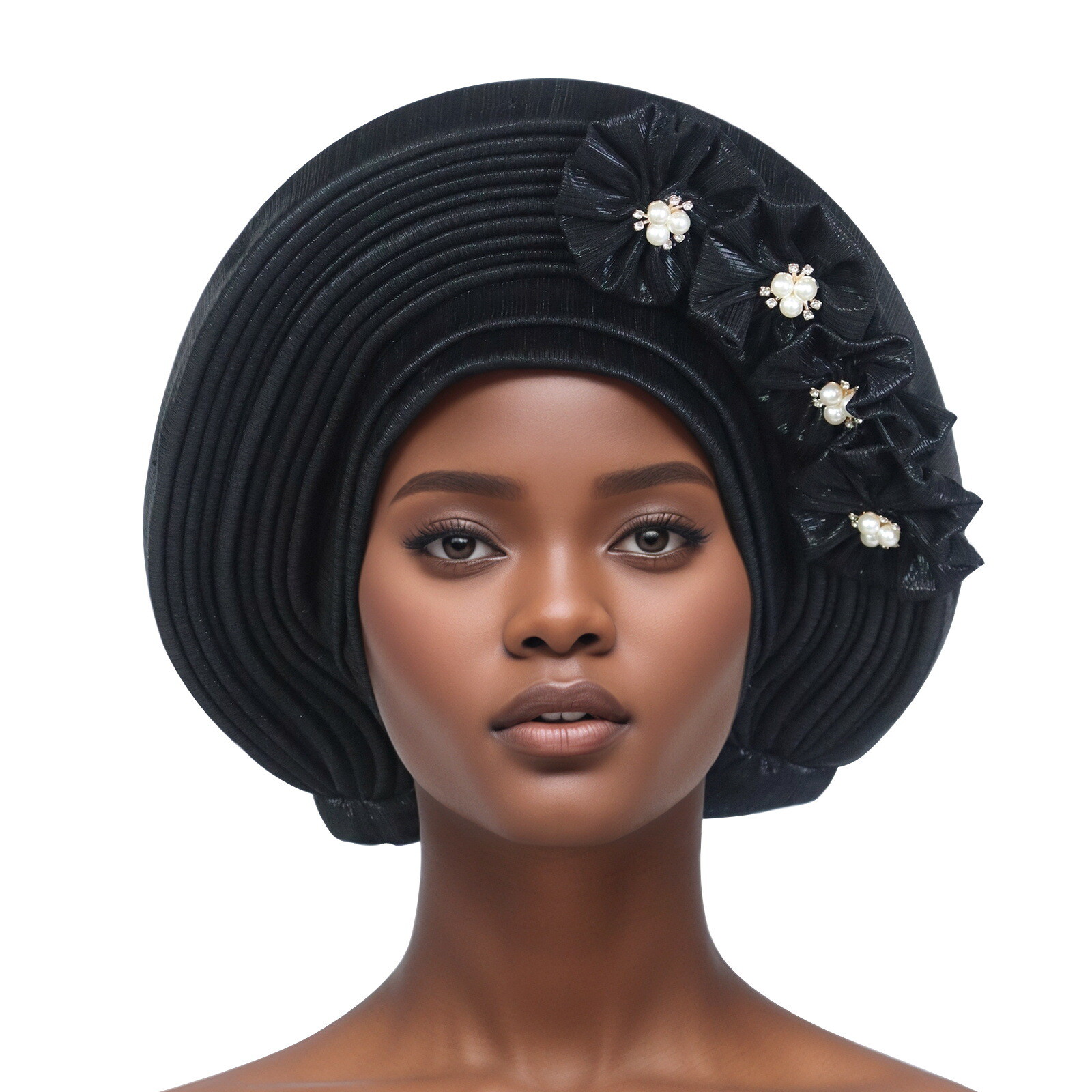 Auto Gele Headtie Head Wrap Caps Women Hats Multilayer Pleated African Headwear