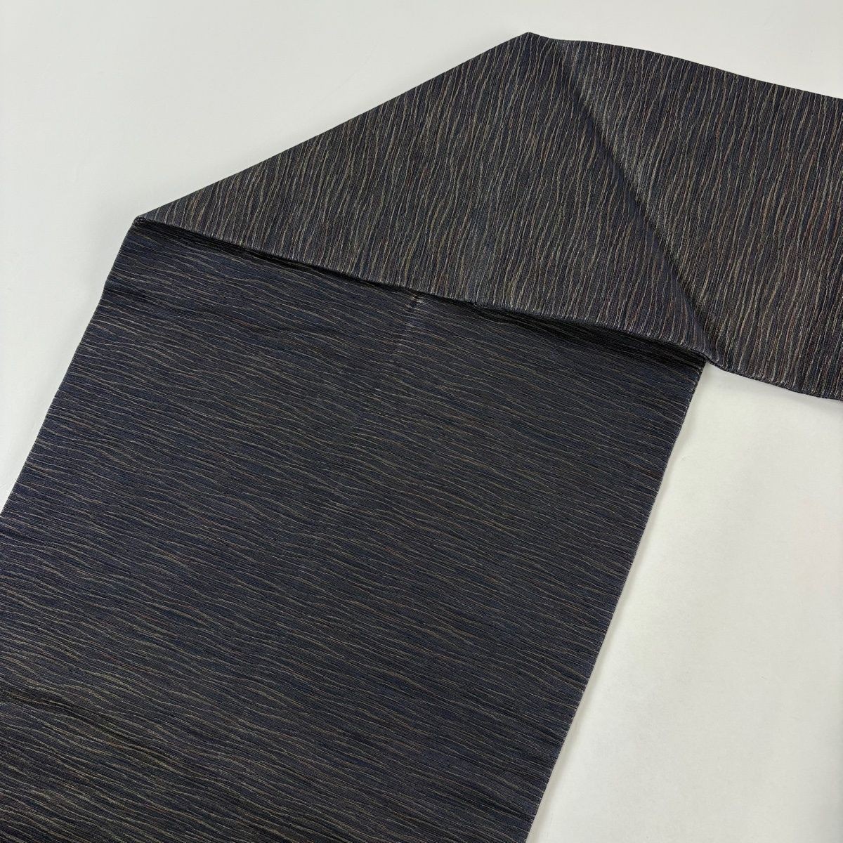 Nagoya Obi Geometric Gold Thread Gold Accent Dark Navy Silk 382cm Finished