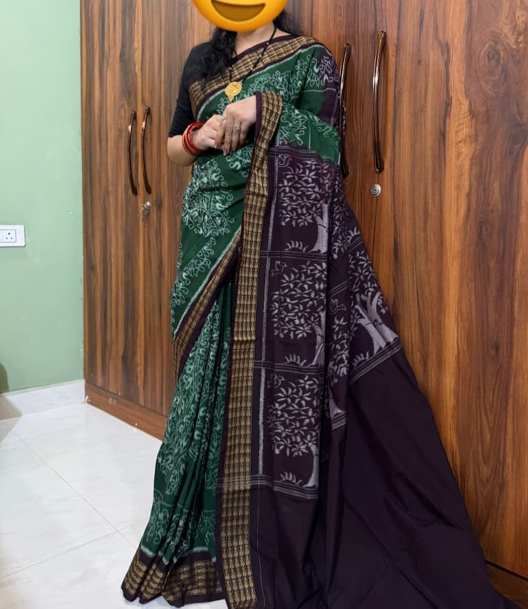 Sambalpuri Handloom Wedding Saree Cotton Ikat Sari Indian Bridal Women Odisha Gi