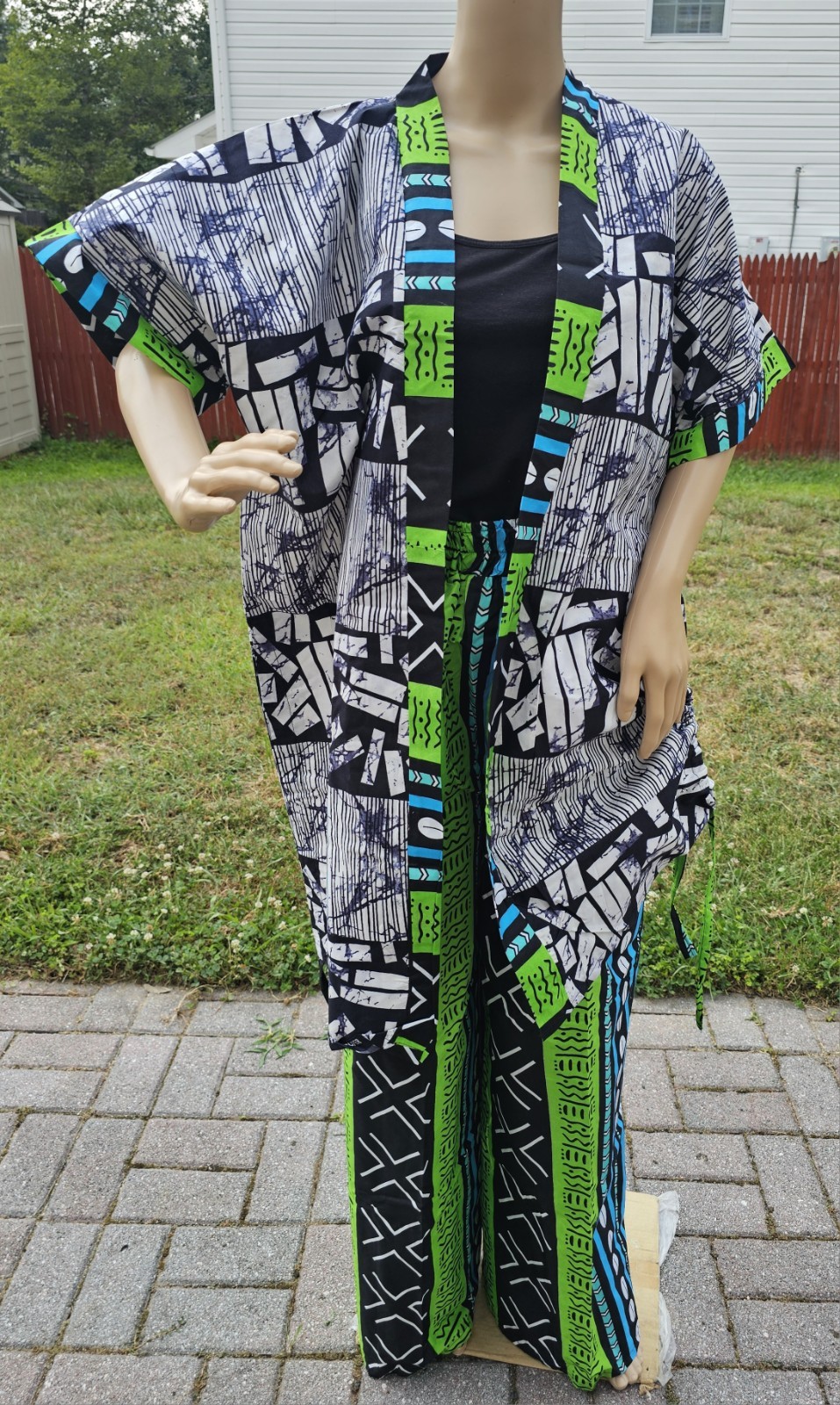 African Print 2 Piece Kimono with Long Pants