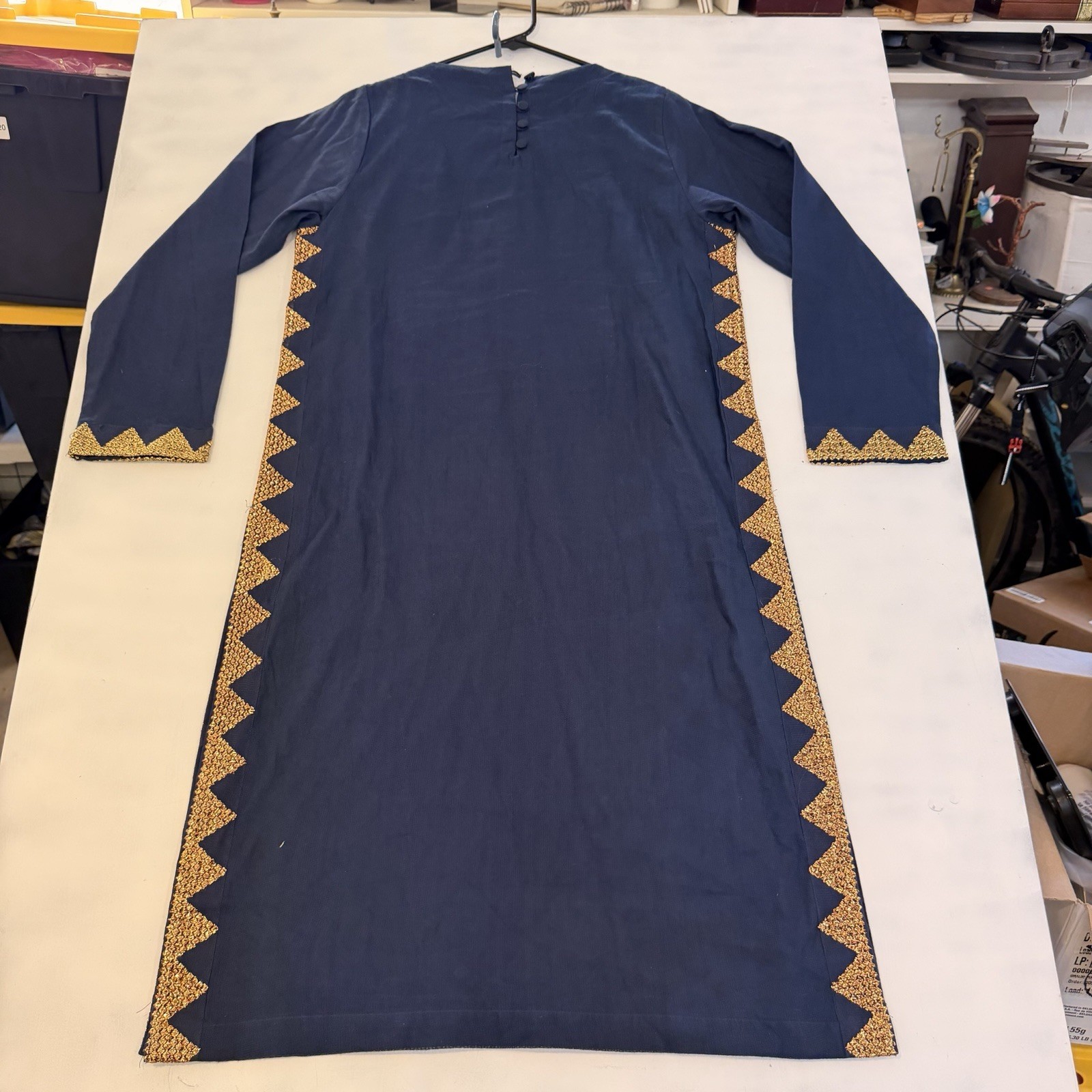 Khaadi Navy Blue Gold Embroidered Kurta Dress Women’s Size 12 Pakistani Formal