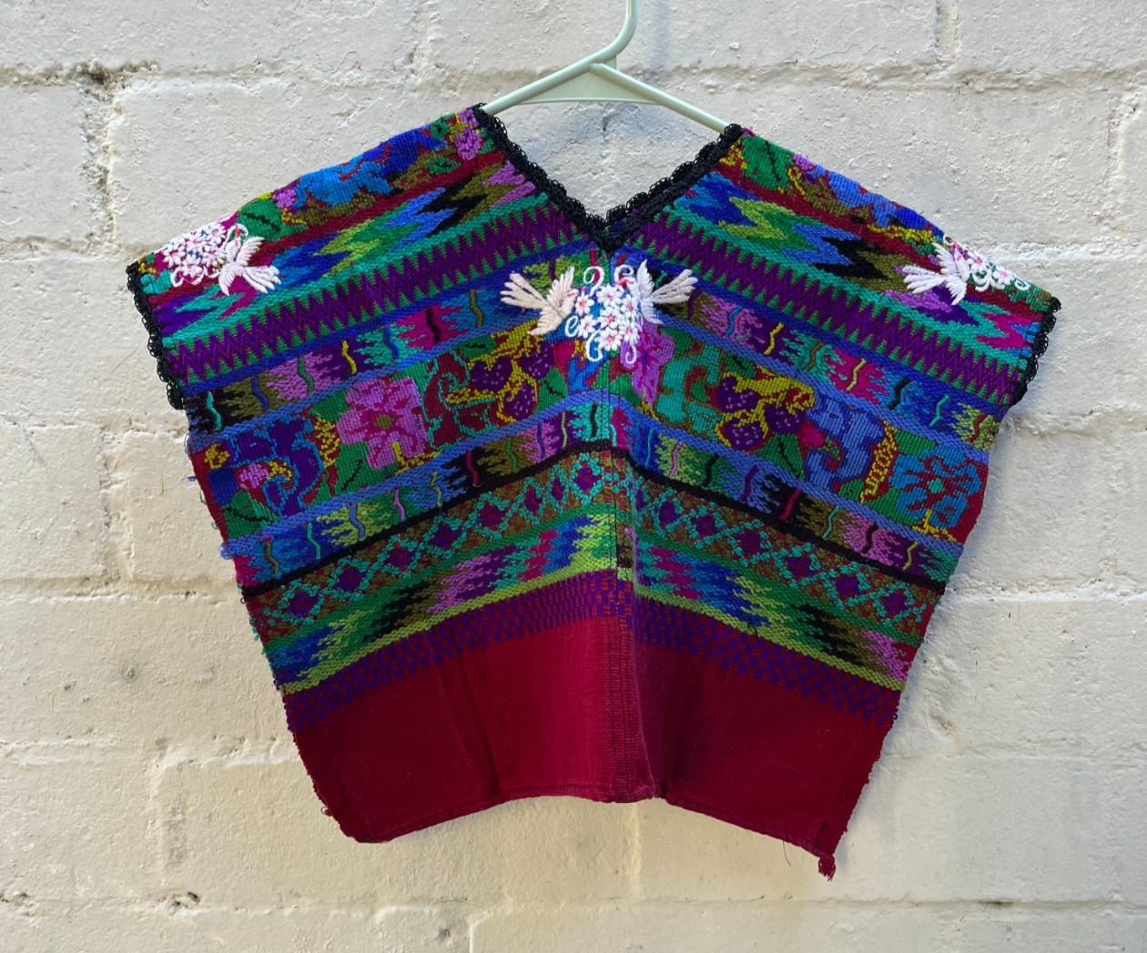 Vintage Child’s Dove Bird & Floral Guatemalan Huipil – Handwoven (EH)