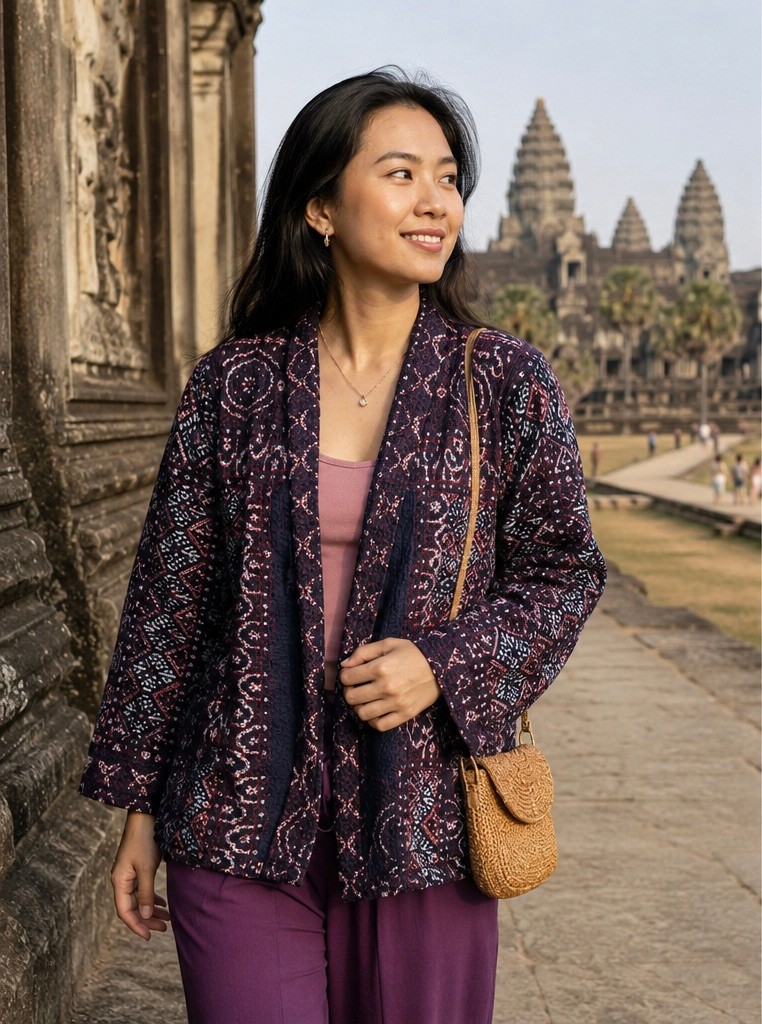 Indigo Quilted Kimono Jacket | Boho Cotton Coat | Handmade Kantha Style Layering