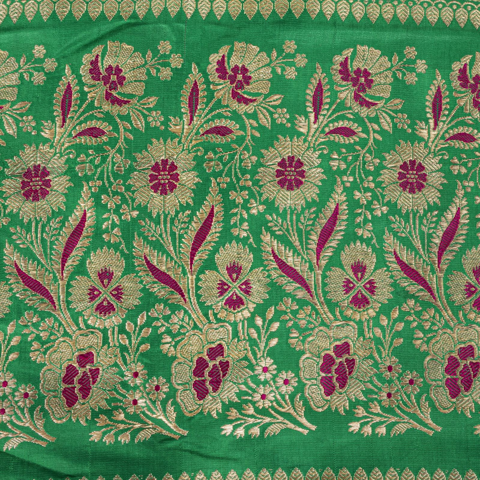 Sanskriti Vintage Pink Pure Satin Saree Banarasi Brocade Meenakari 5 Yard Sari