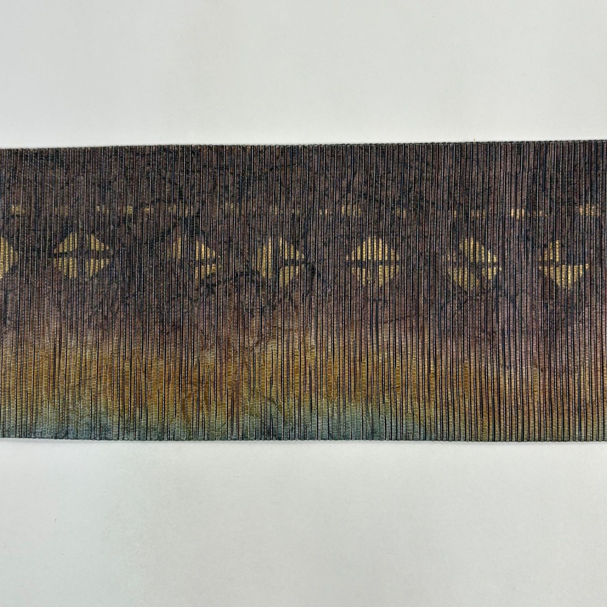 Nagoya Obi Geometric Gold Thread Gold Accent Dark Navy Silk 382cm Finished