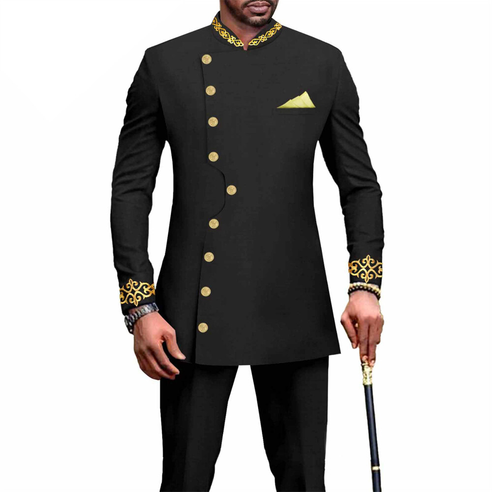 Men’s 2 Piece Set Traditional Shirt and Pants African Set Suit Middle East Suit