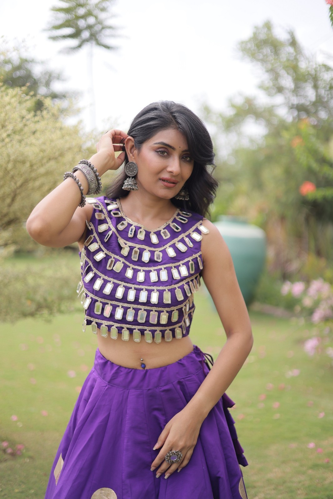 STEPNSHOP Navratri Collection Roman Silk With Gota work Lehenga Choli 23381