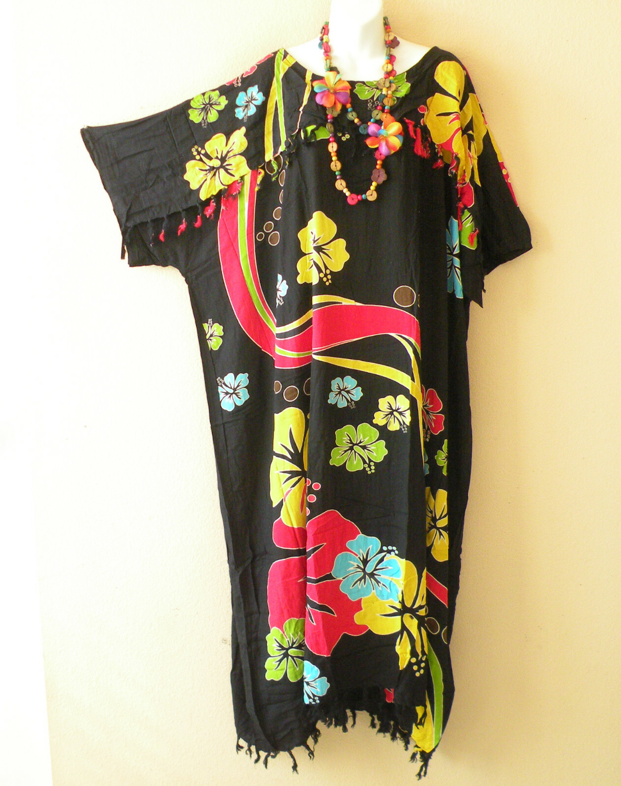 KD361 Floral Women Kaftan Kimono Rayon Tunic Plus Maxi Dress – 2X, 3X, 4X, 5X