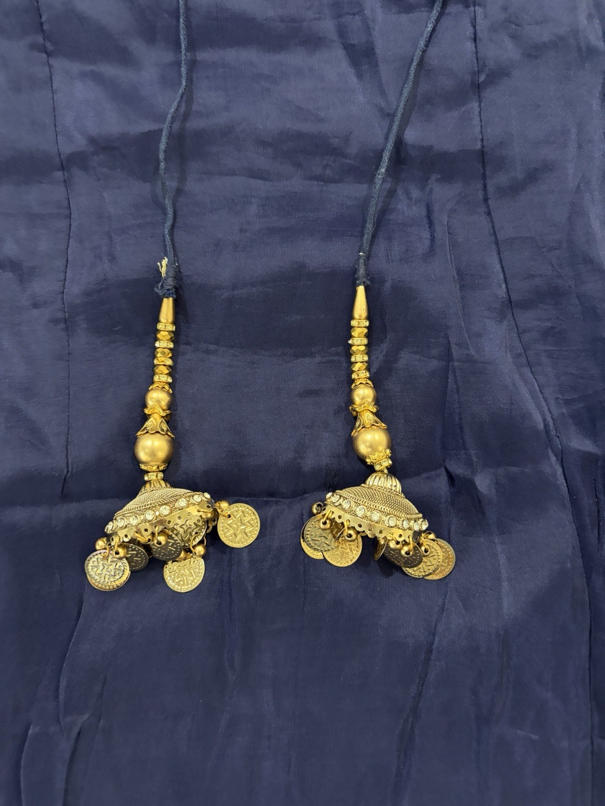 Indian Punjabi Hindi Palazzo Suit Set – Navy Blue and Gold (S-M)