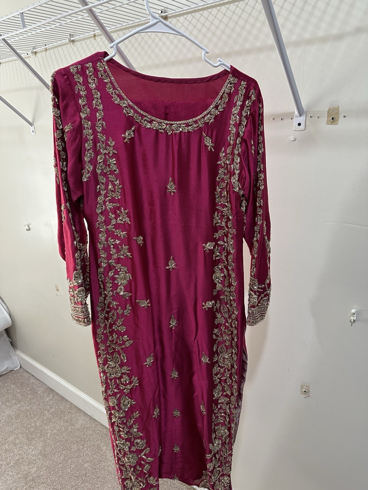 Embroidered Fancy Maroon Salwar Kameez Dress with Dupatta Woman’s Small/Medium