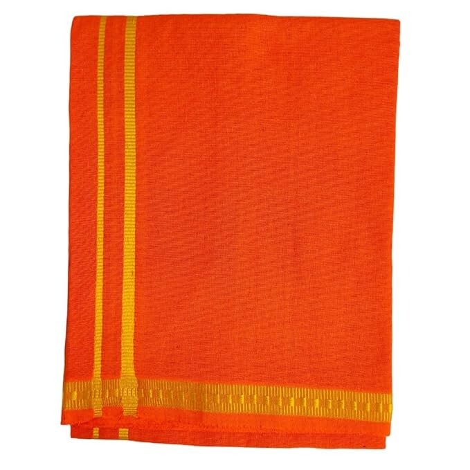 Mens Devotional Cotton Pentex Border Multicolour Dhoti (Pack of-1)-2.00 meters
