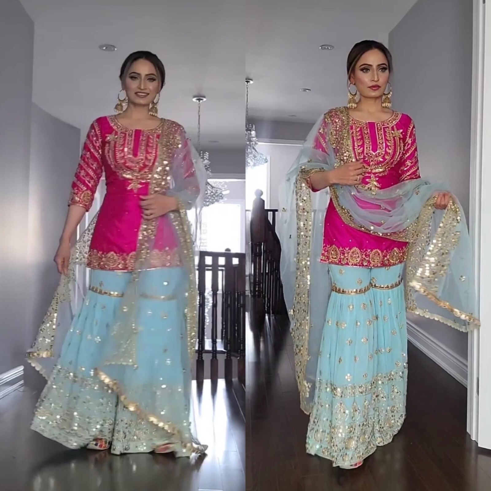 READYMADE SHARARA SALWAR KAMEEZ SUIT WOMEN INDIAN PAKISTANI KURTI PLAZZO WEDDING