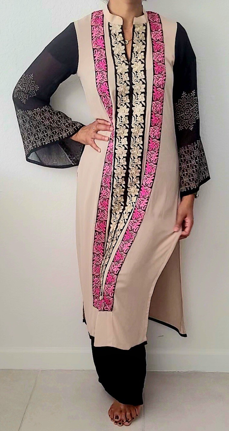 Pakistani Style Kurti With Embroidery Work And Bell Sleeves – 1 Piece