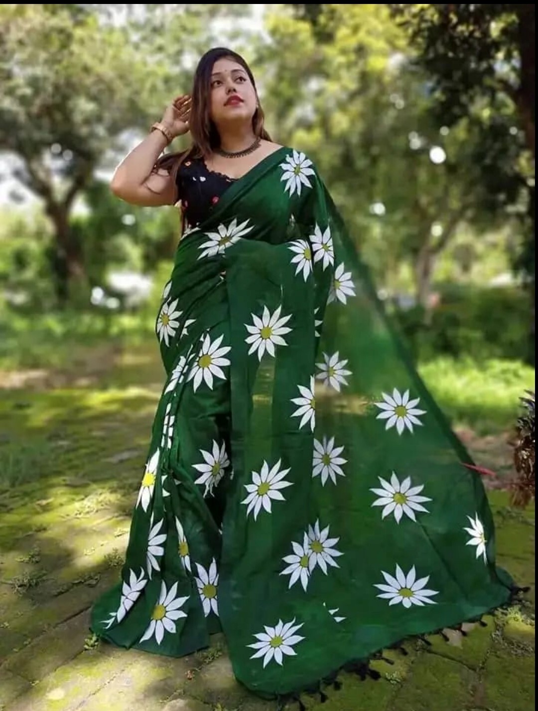 Exclusive Handmade Hand-Painted Cotton Sunflower Saree – A True Masterpie