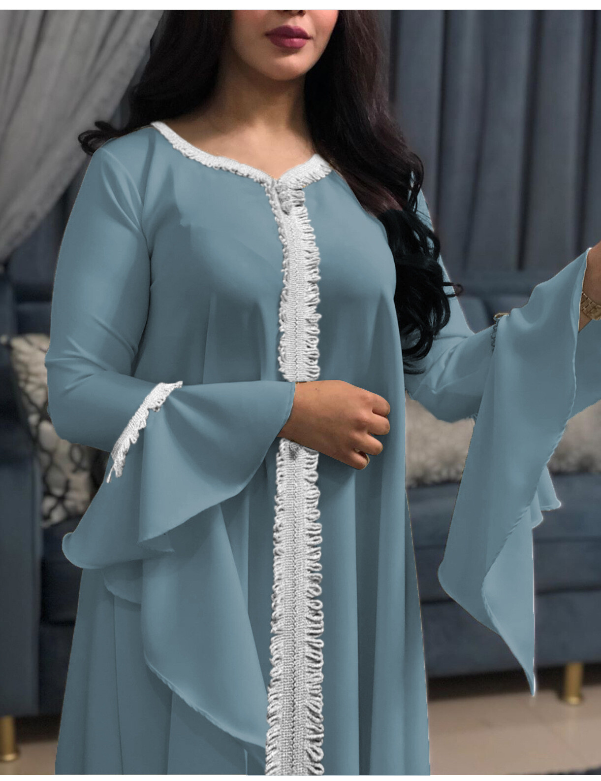 Muslim Women Dubai Abaya Maxi Dress Moroccan Kaftan Islamic Jilbab Party Gown