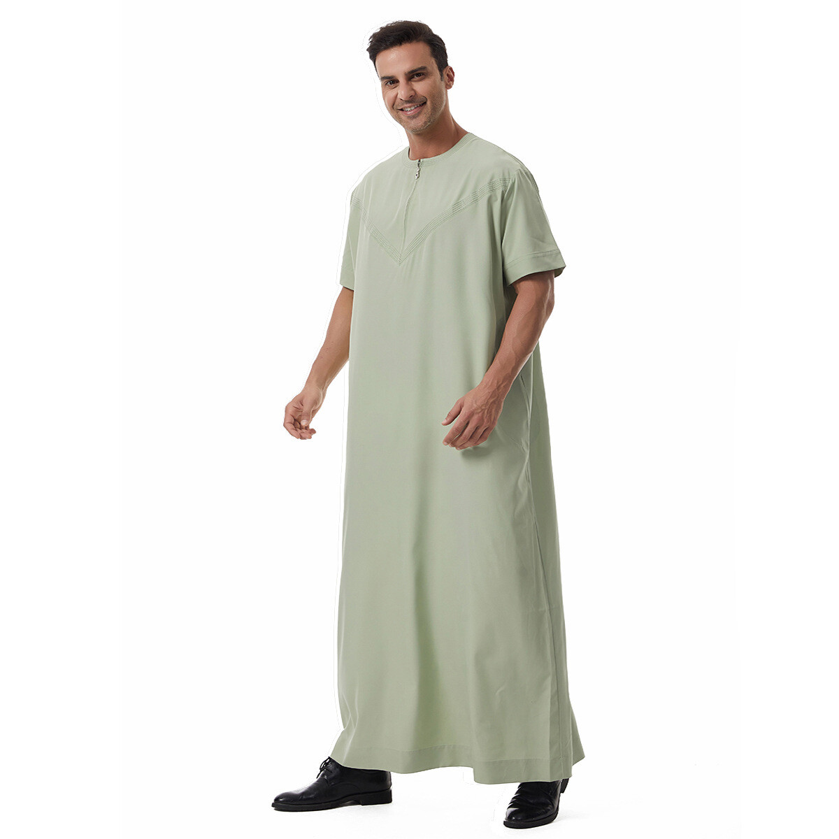 Men Thobe Jubba Thoub Muslim Men Short Sleeve Kaftan Saudi Arab Thoub Dishdasha