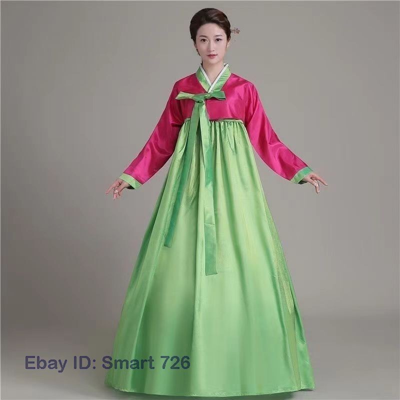 Ethnic Korean Hanbok Modern Women Asian Folk Stage Dance Performance Costume