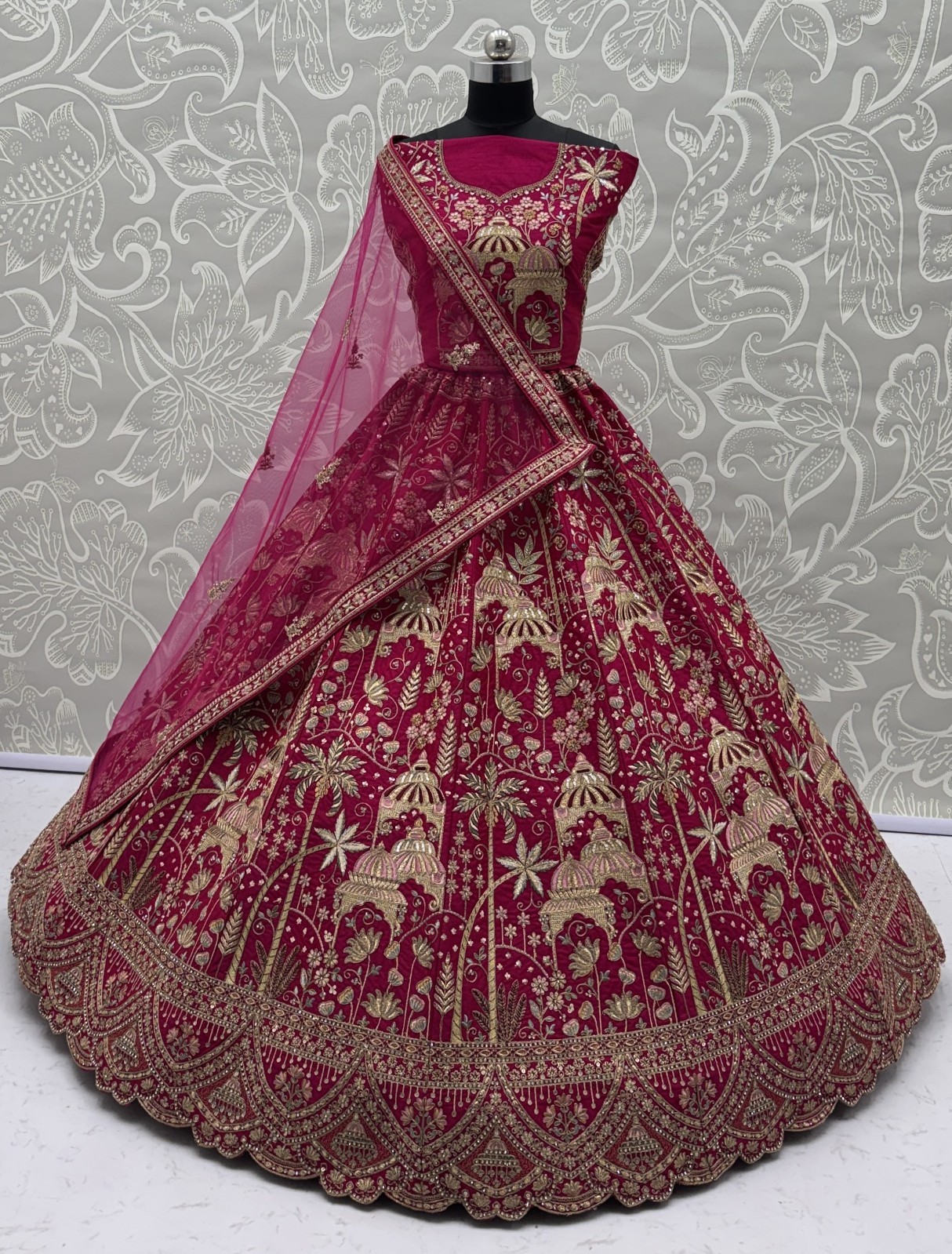 Silk Lehenga Choli Dori Thread Sequins Wedding Reception Party Outfit