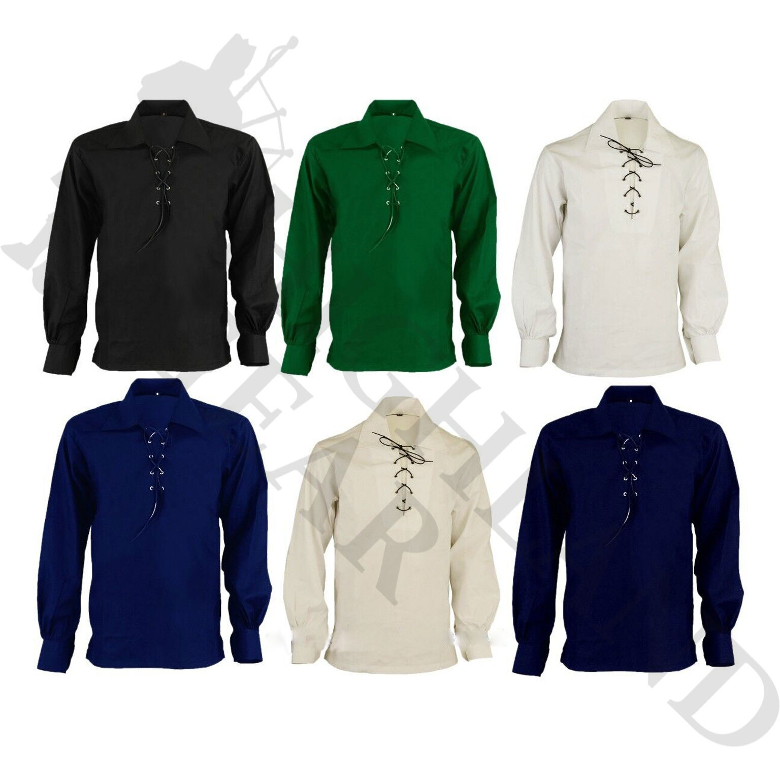 Scottish Ghillie Kilt Shirt – 8 Color Choices – Sizes S to 5XL Jacobite Jacobean