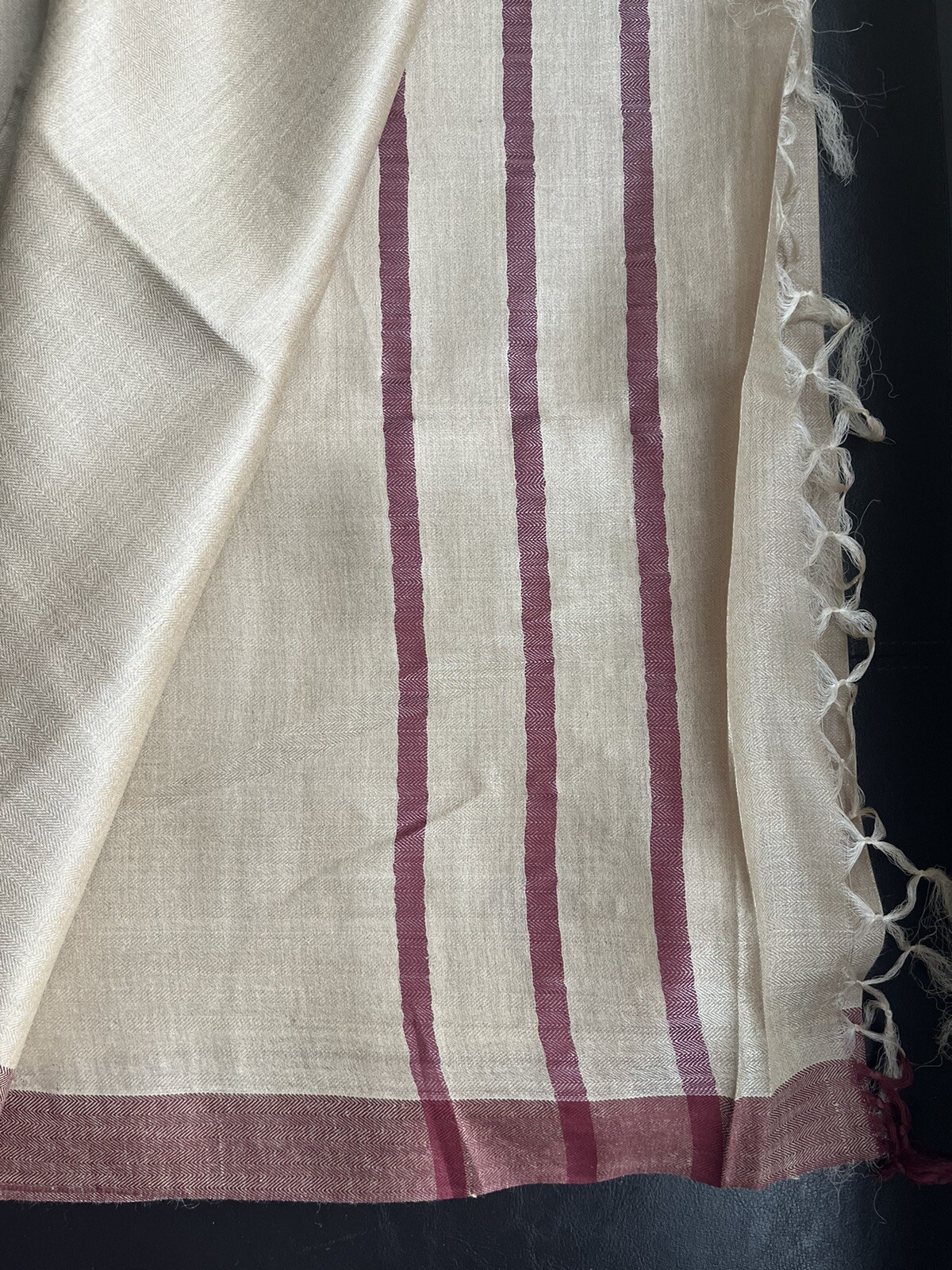 NWT FabIndia style Handloom Tussar soft Silk Saree sari Wine 🍷 / Ivory Pick 1