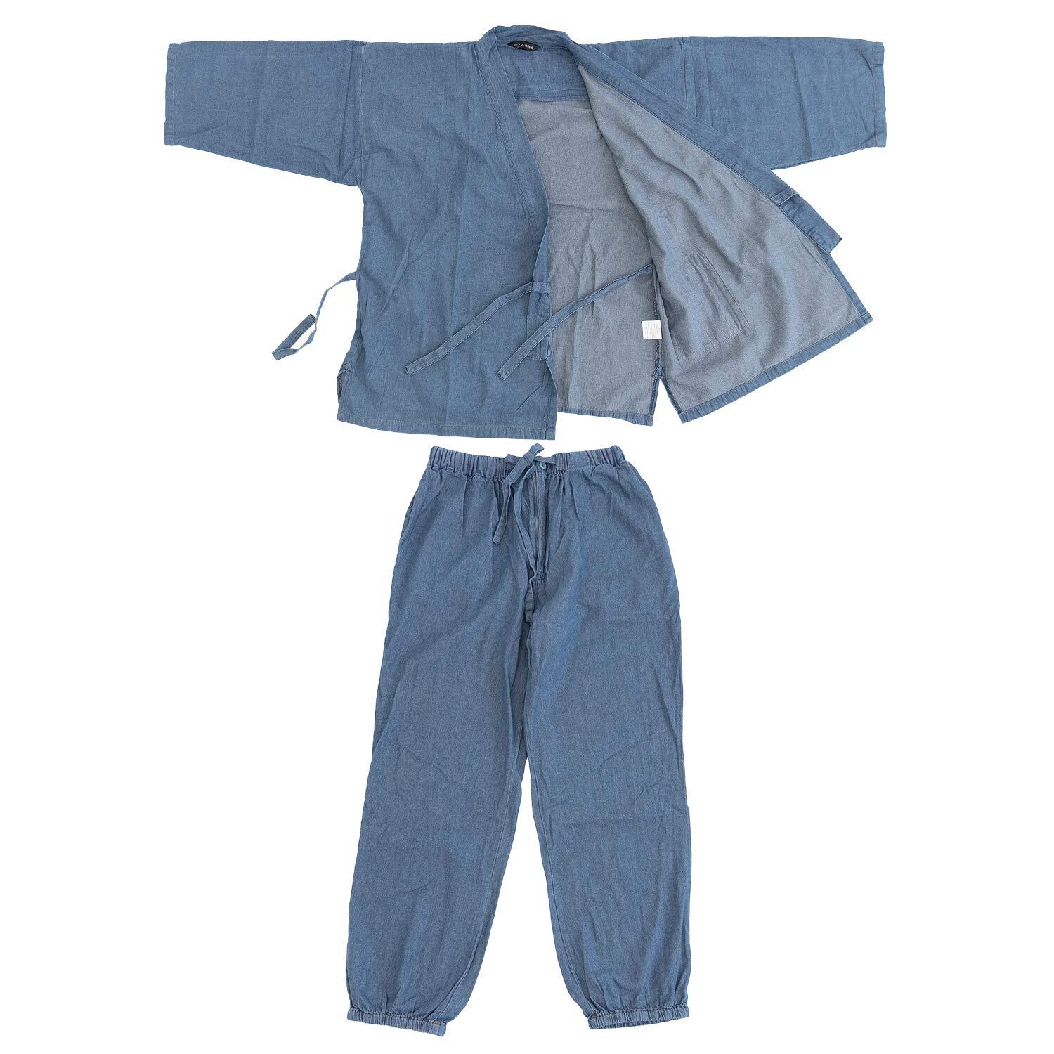 Japanese Traditional Samue Workwear Denim Fabric Relaxing Wear New From Japan