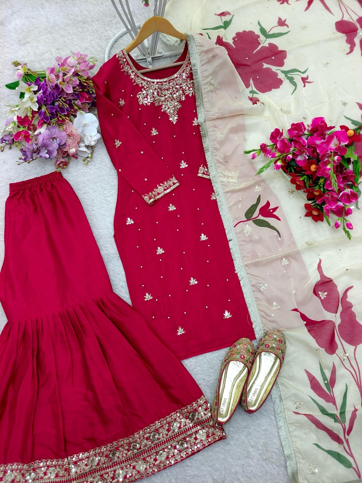SALWAR KAMEEZ PAKISTANI INDIAN WEDDING PARTY WEAR DRESS BOLLYWOOD SUIT SHARARA