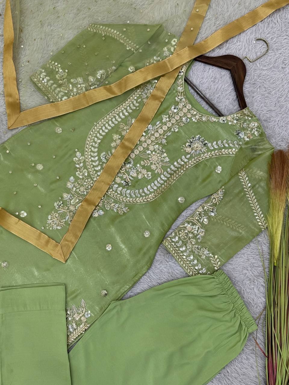 Indian Rayon salwar kameez with kurta dupatta set kurti Pant Suit women dress