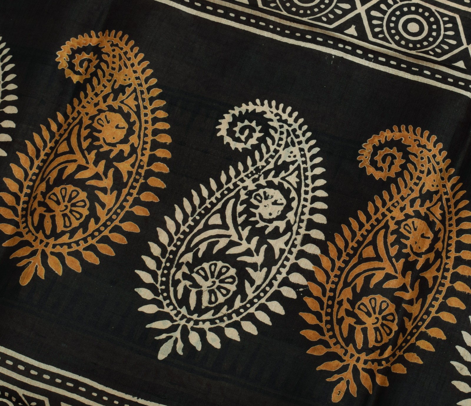 Sushila Vintage Brown Saree 100% Pure Silk Printed Floral 5 Yard Craft Fabric
