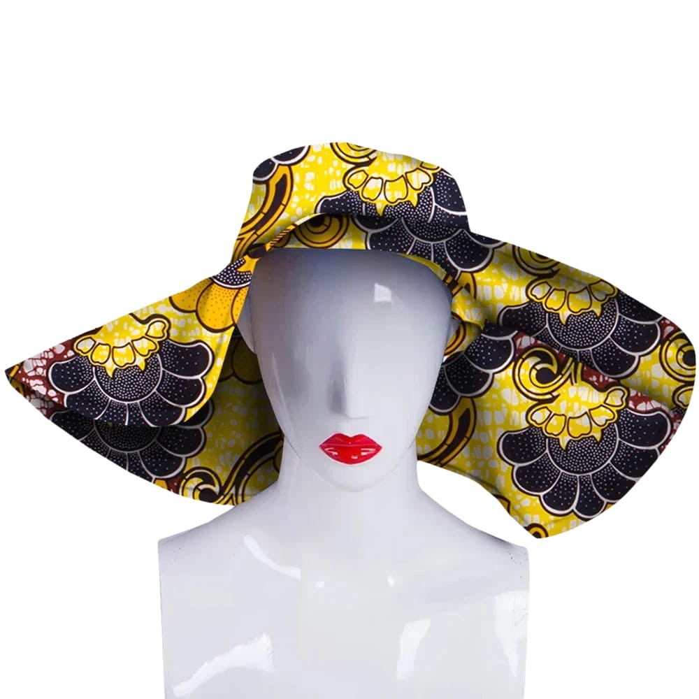 African Foldable Wide Brim Floppy Straw Sun Hat for Women W250250