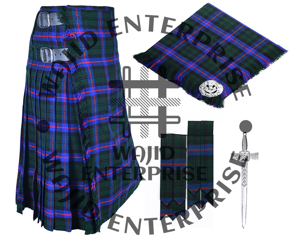 Scottish Highlander Traditional 8 yard kilts -flyplaid-brooch-Flashes & Kilt Pin