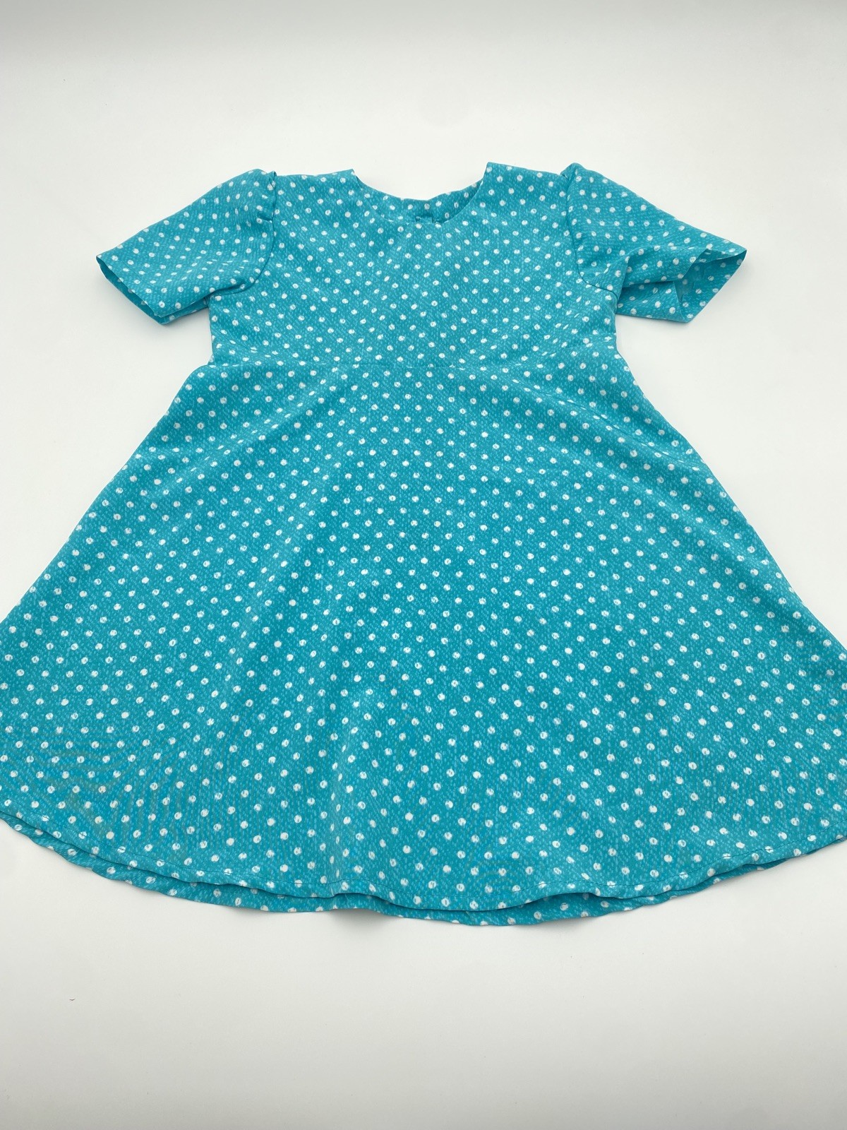 AMISH MENNONITE LITTLE GIRL’S TEAL GREEN POLKA DOT HANDMADE DRESS