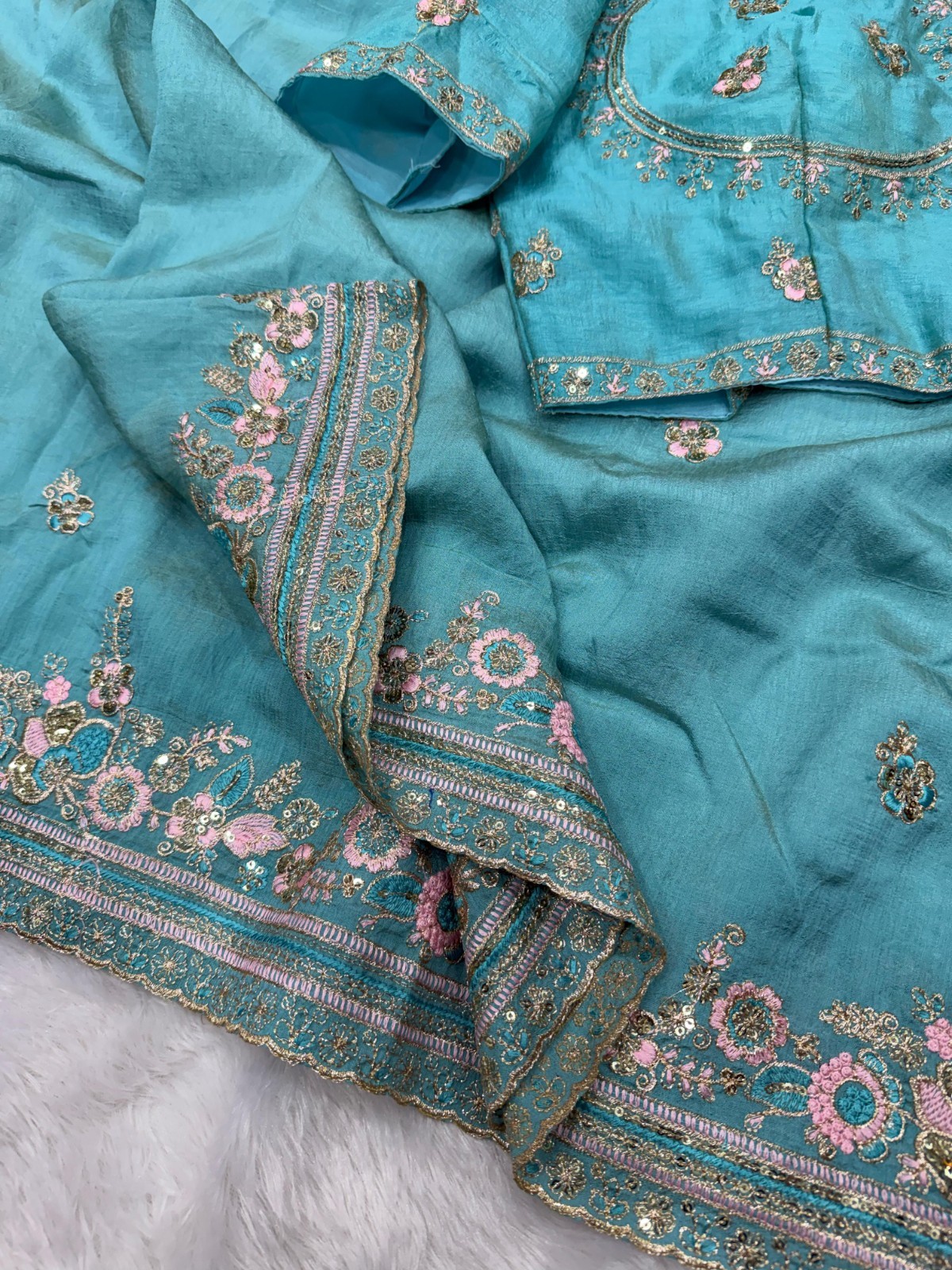 Bridal Silk Sari Blouse Designer Pakistani Ethnic Bollywood Indian Wedding Saree