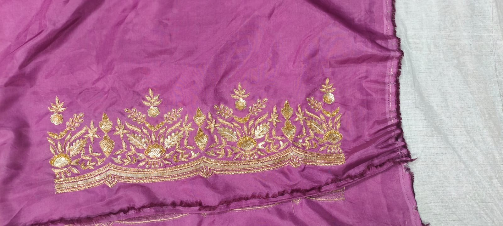 Purple Hand Embroidered Crepe Suit Set with Organza Dupatta | Premium Ethnic…