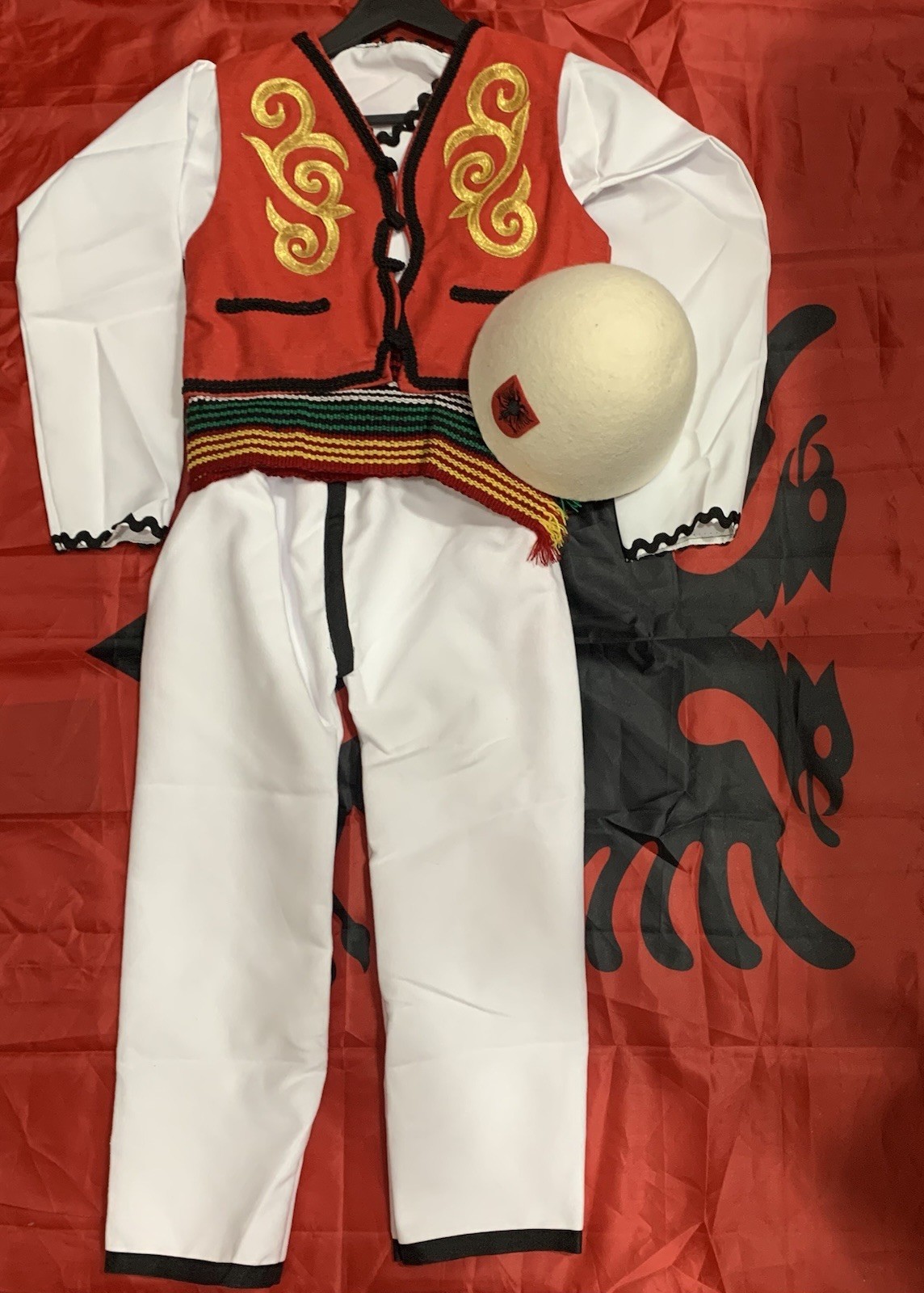 NEW ALBANIA TRADITIONAL FOLK COSTUME SUIT BOYS MEN-6-8 YEARS-HANDMADE