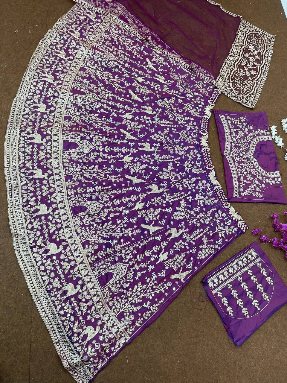 Exclusive Look Sot Net Purple Lehenga Choli With Dupatta For Wedding Wear